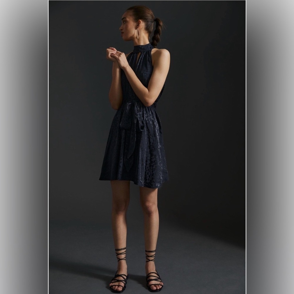 🦋 Anthropologie Black Halter Dress